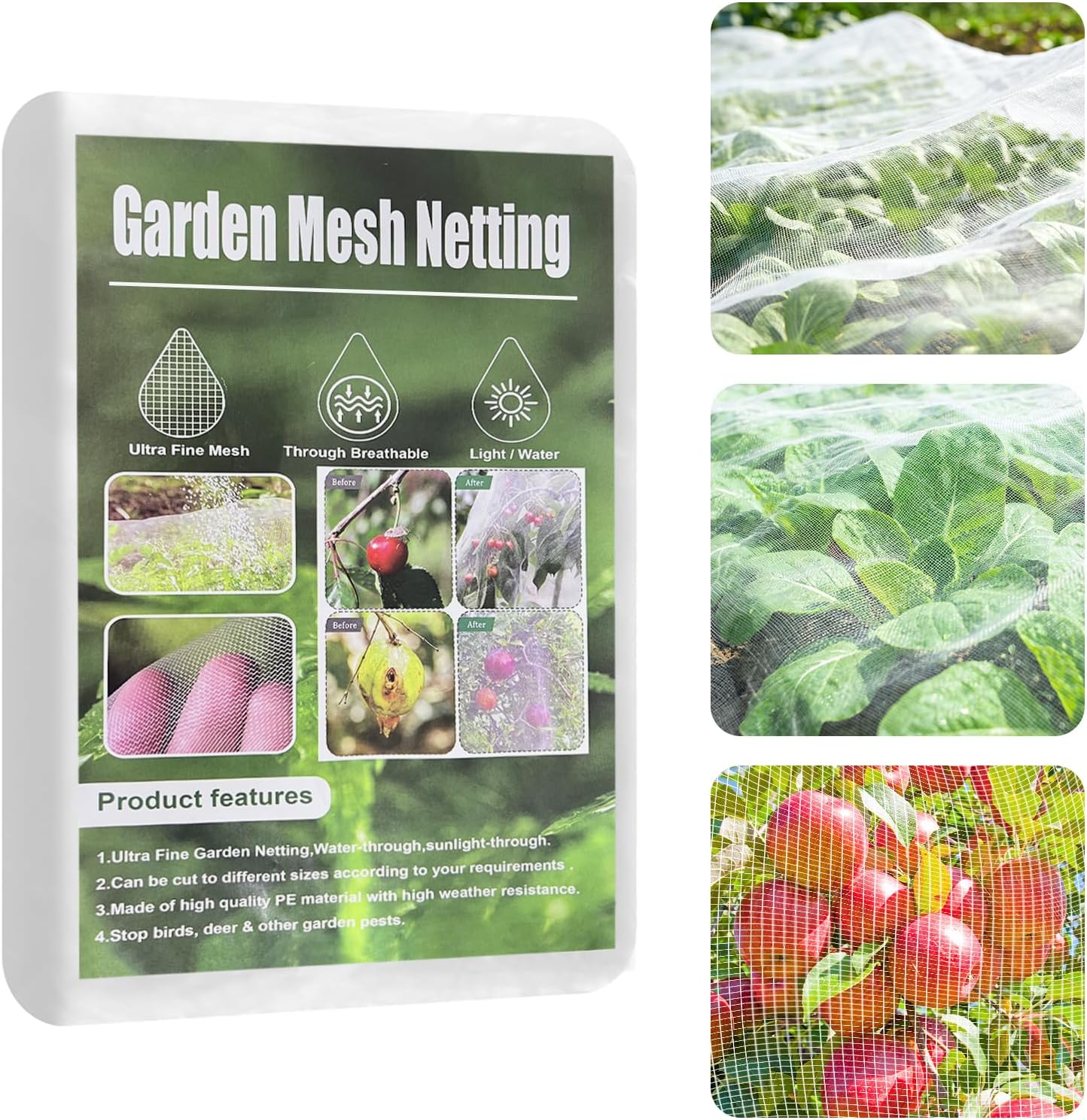 - Garden Mesh Netting, 8 * 26 FT Ultra Fine Plant Netting Covers Pest Barrier Row Cover Net for Raised Beds Tree Protect Greenhouse Fruit Vegetable Flowers from Birds Bugs