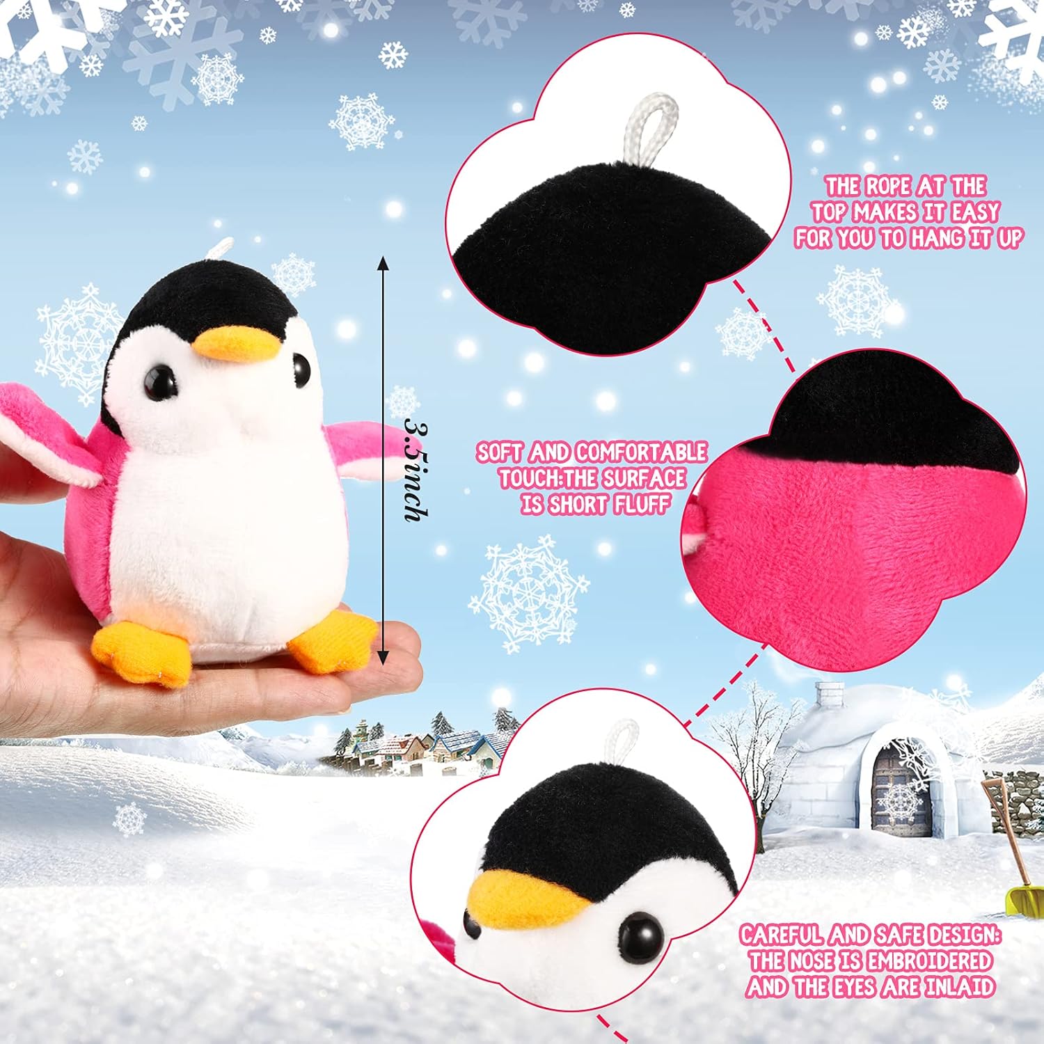Kasyat 12 Pcs Mini Plush Penguin Stuffed Animals Penguin Keychains Bulk for Mother's Day, Cute Small Baby Toys Doll Keyholder Bag Pendant Birthday Party Favor for Boys Girls Gifts(Vibrant Style)