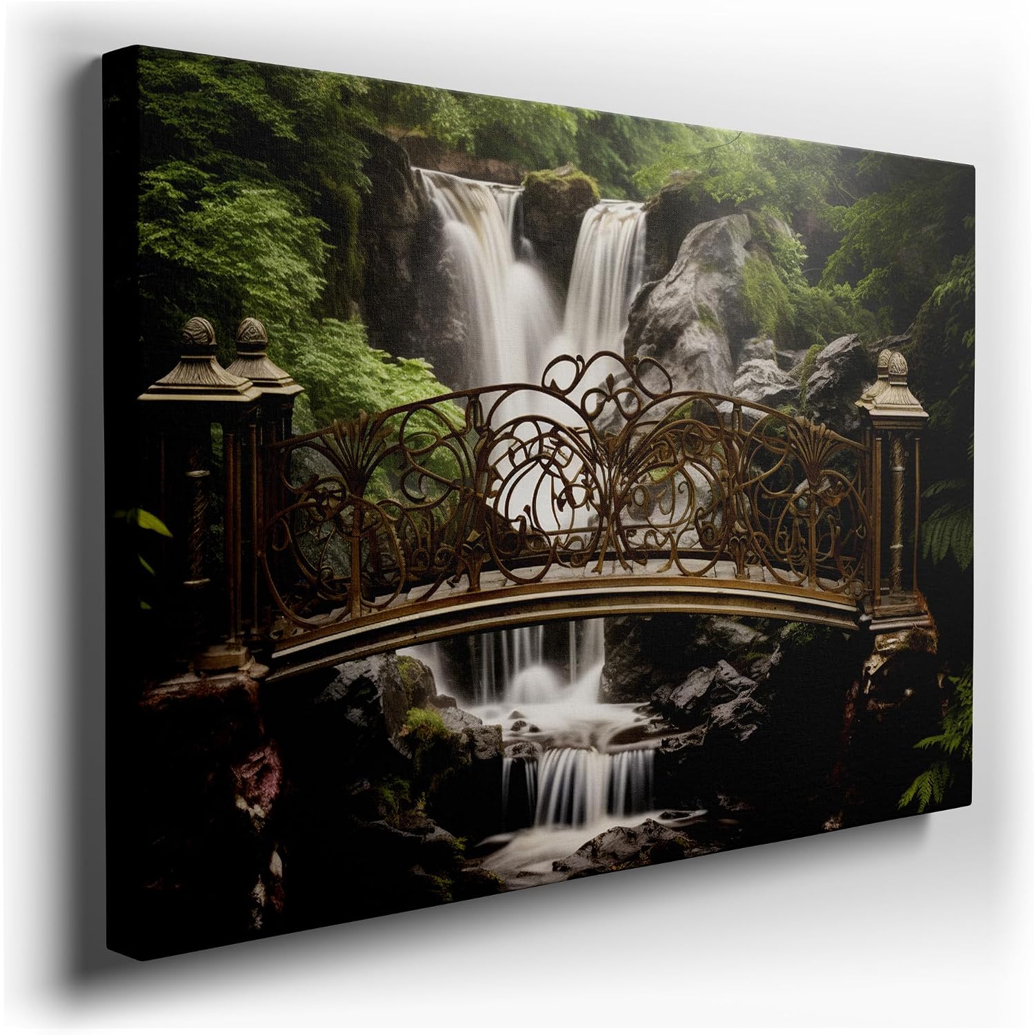Canvas for Living room. Golden Serenity: Capturing Tranquility in a Digitally-Created Landscape Masterpiece, 27 x 18 inch Canvas Wall Art - Contemporary Masterpieces - Modern Home Decor