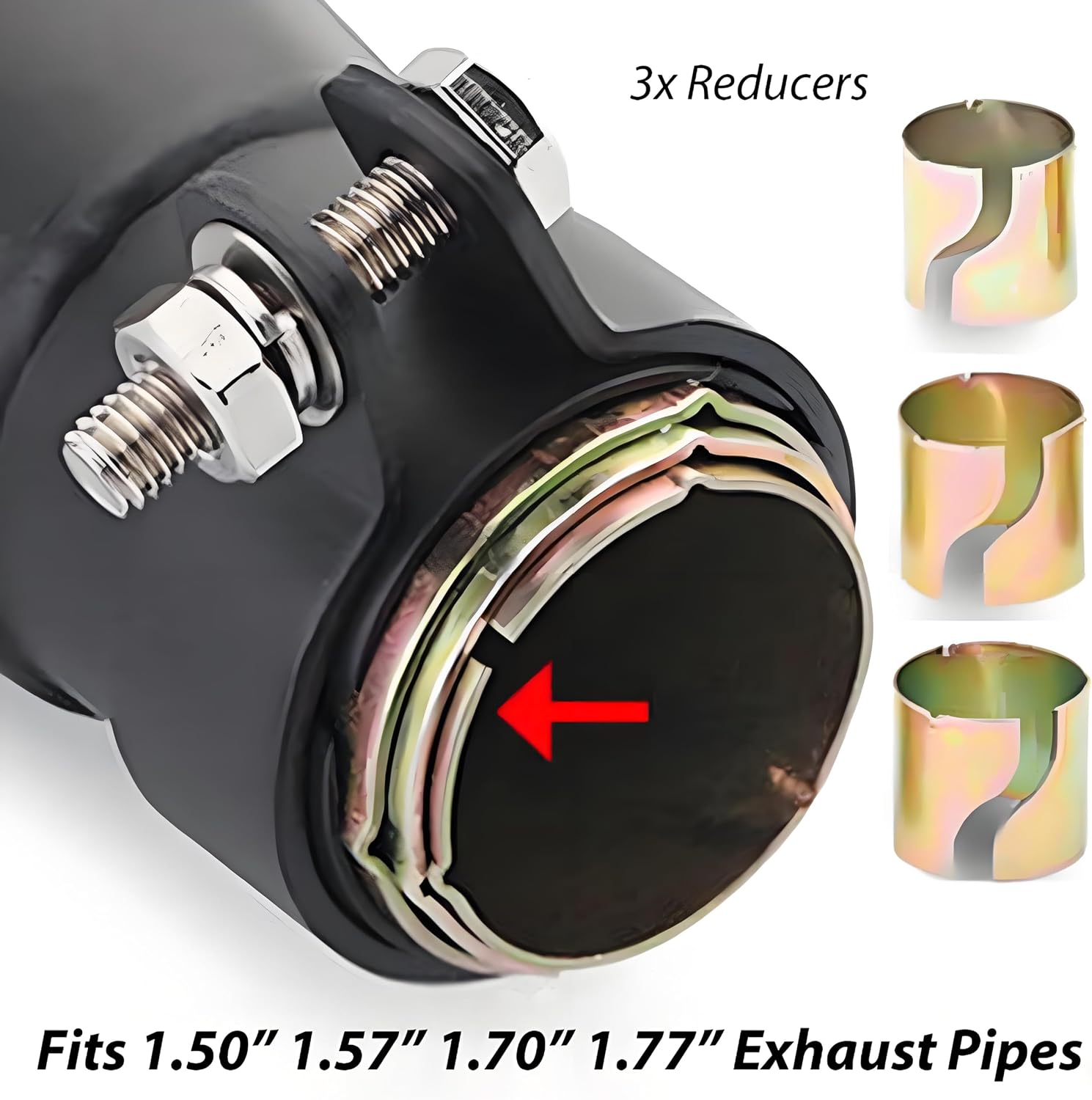 Black Baking Motorcycle Exhaust, 1.50/1.57/1.70/1.77in Motorcycle Muffler, Retro Left/Right Side Mount Exhaust Pipe for Cafe Racer Chopper Motorcycles, Deep & Loud (One Piece)