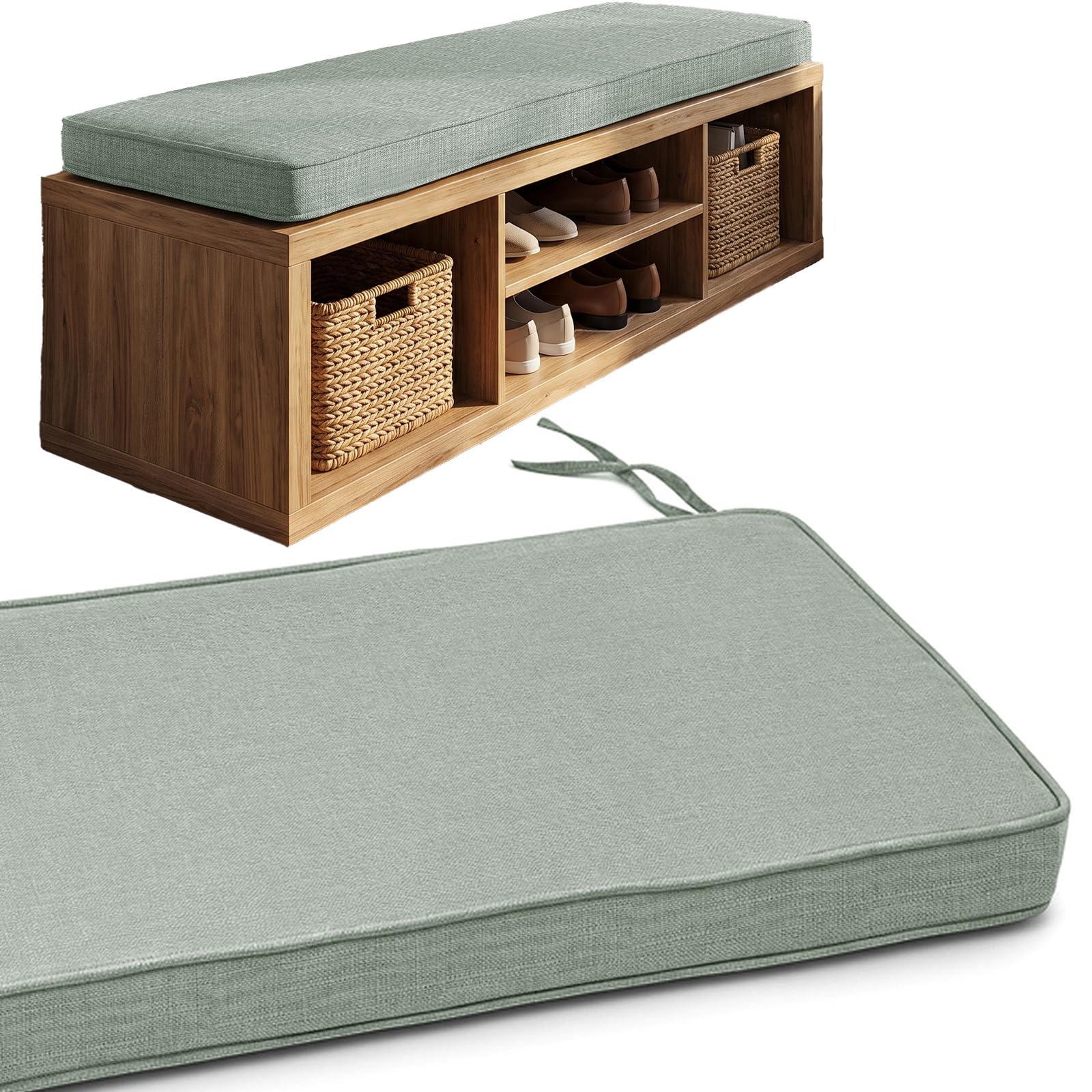 Bench Cushion for Indoor Furniture, Washable Non-Slip Shoe Bench Seat Pad