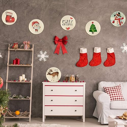 Miniatura 4 de Coopay 16 círculos de madera de 10 pulgadas, rebanadas de madera redondas sin terminar, recortes de madera natural para colgar puertas, pintura,