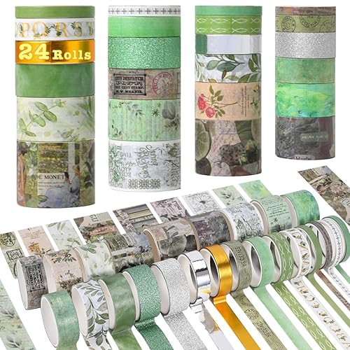 24 Rolls Washi Tape Set, Floral Decorative Tape for Scrapbooking,Junk
