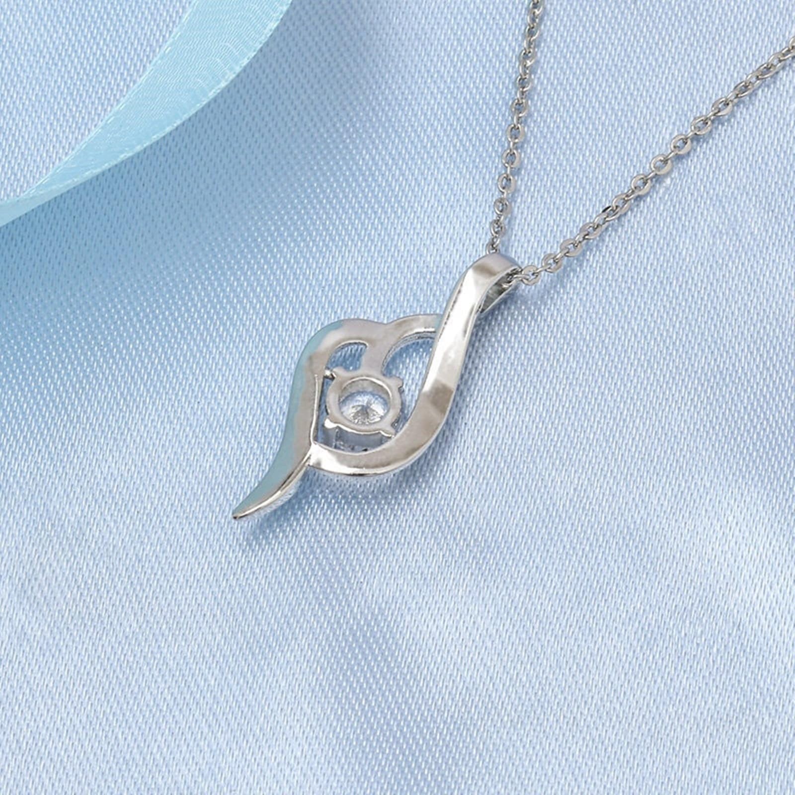 Collana Oro Bianco Donna 9K Vero, Catene Collane Classico Design A Foglia Vuoto con Diamante Sintetico Rotondo Ciondolo Collana Donna Oro Bianco 45 CM