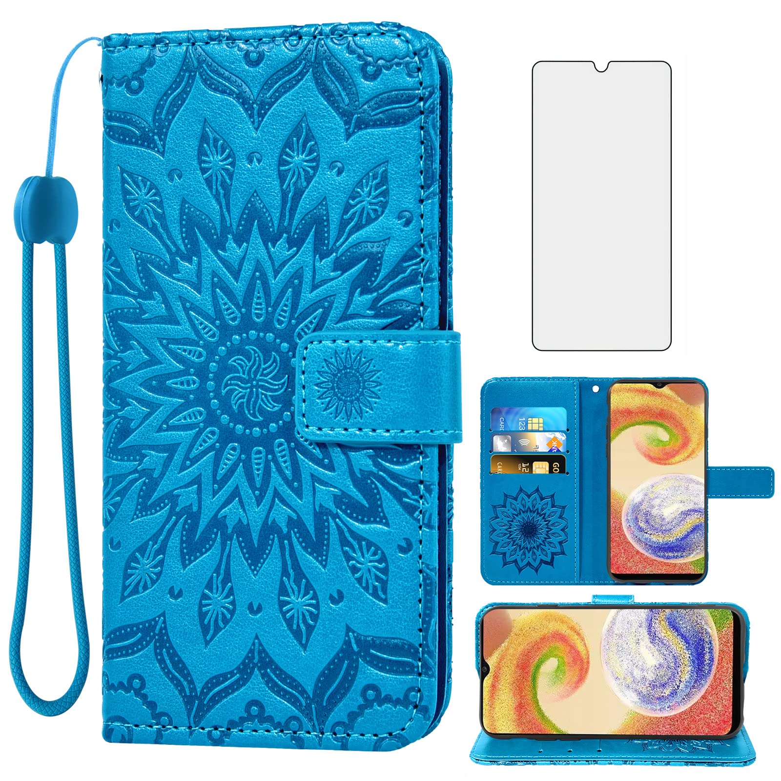 Funda para Samsung Galaxy A04e accesorios celulares AO4e delgada con vidrio 8