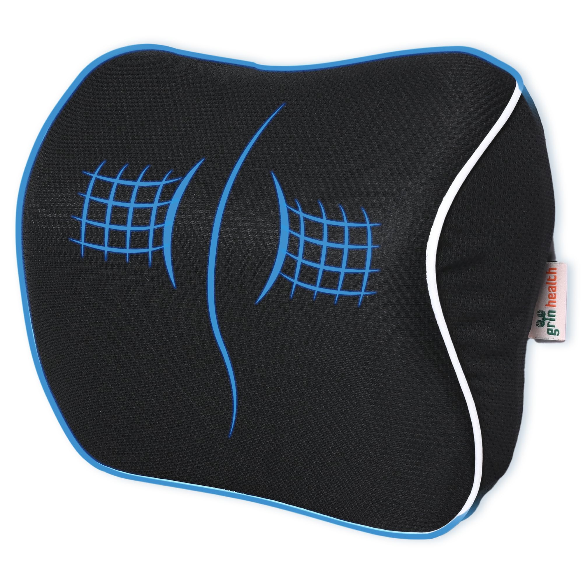 Grin Health Memory Foam Car Neckrest Pillow Relieve Neck Pain, Headrest Pillow for Neck Support Car Travel Pillow for Comfortable Driving (Large, Black (Pack of 1)
