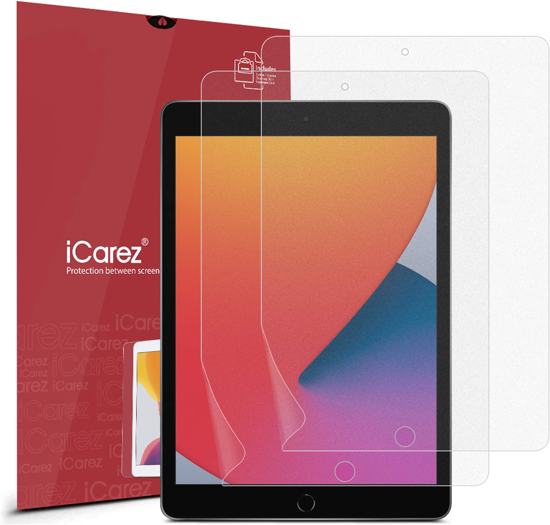 iCarez Screen Protector for 10.2 iPad 9/8 /7 (2021/2020 /2019), 2-Pack Feels Writing on the Paper