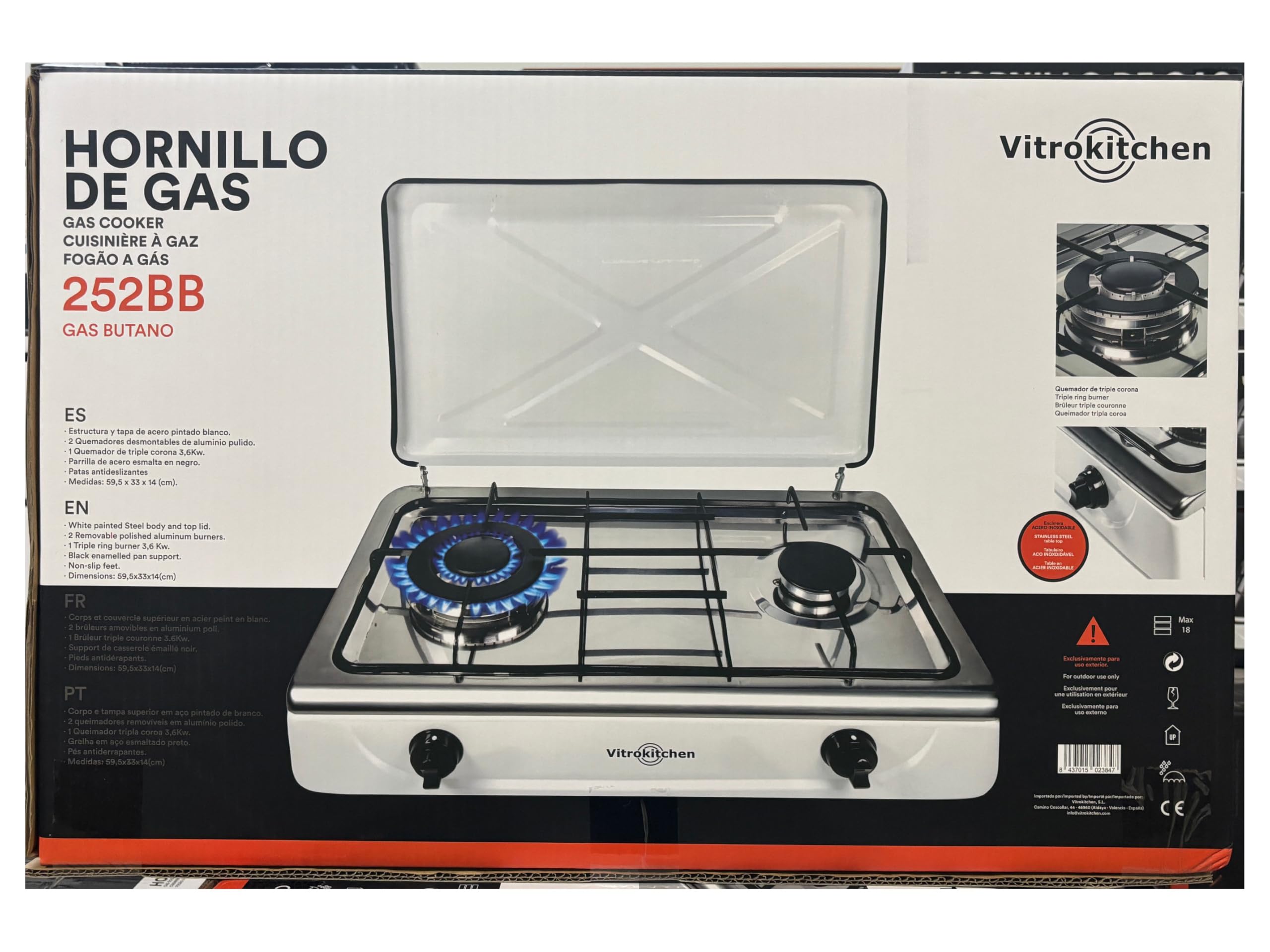 VITROKITCHEN Hornillo de Gas Butano 252BB