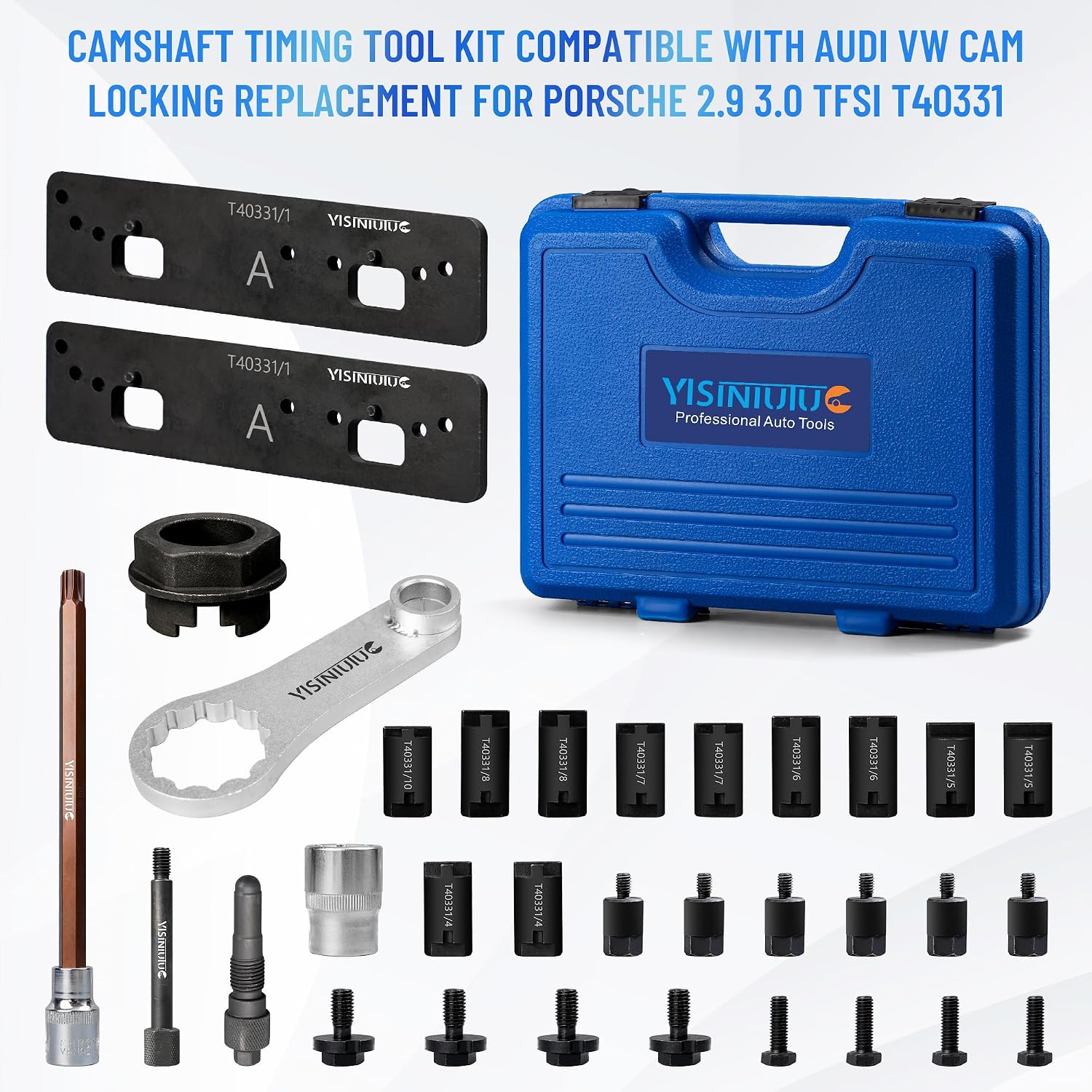 Engine Camshaft Locking Timing Tool Set Fit for Audi Porsche 3.0T 2.9T Hybrid Version CXT EA839 Engine,Camshaft Locking Device Tool, T40331,Mounting Removal Socket T40382,T90002