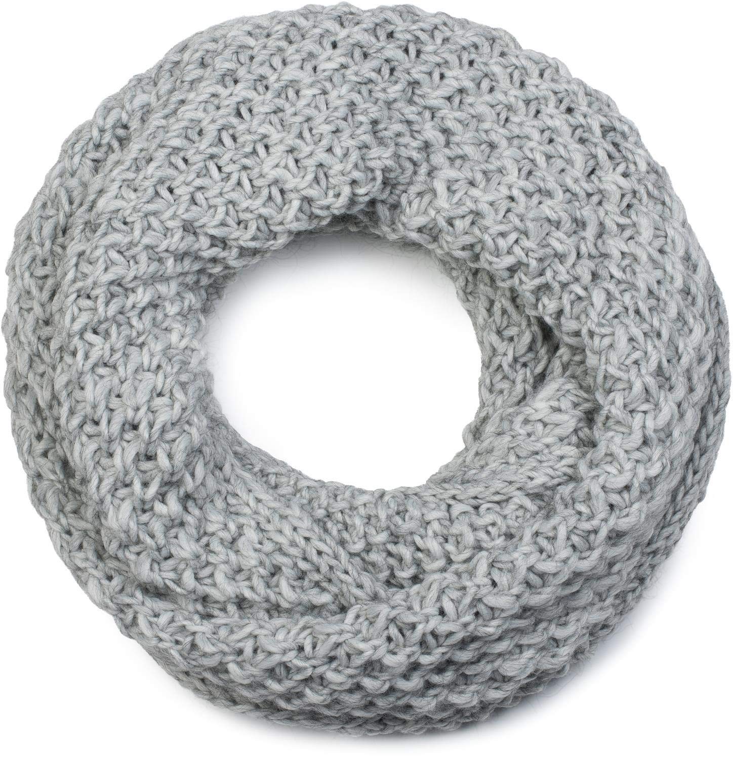 styleBREAKER Knit Loop Scarf and Snood in Rough Knit Pattern, Unisex, Colour: Light-Grey