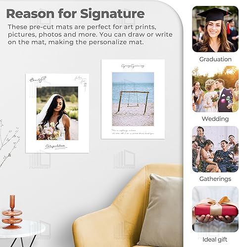 Miniatura 4 de Frametory, Alfombrillas precortadas blancas de 16 x 20 pulgadas para fotos, impresiones y obras de arte de 11 x 14 pulgadas, con núcleo blanco,