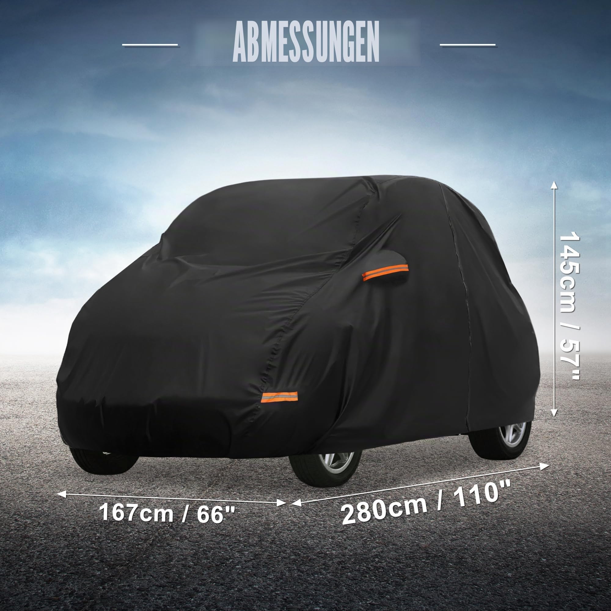 X AUTOHAUX Autoabdeckung für Smart Fortwo 2007-2019 210D-PU Outdoor Vollgarage Allwetter mit Türreißverschluss für Wasserdicht Winddicht Sonne Regen Schnee Schutz