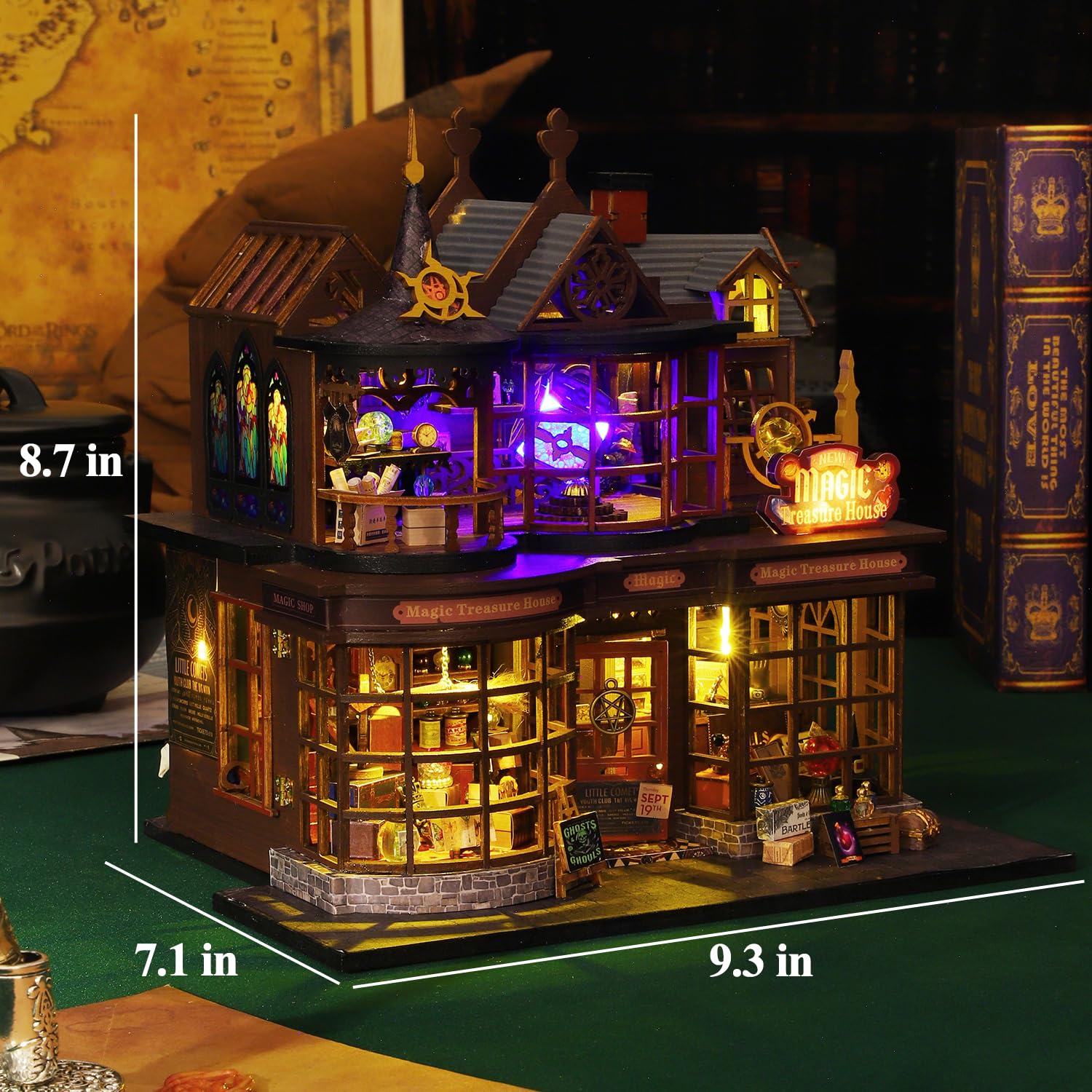 Mostop DIY Miniature House,Miniatur Haus, Holz puppenhaus-Bausatz MiniaturhausBausatz mit LED-Licht,Kreative Raum-Idee für Erwachsene Magisches Haus DIY-Bausätze(Magic Treasure)