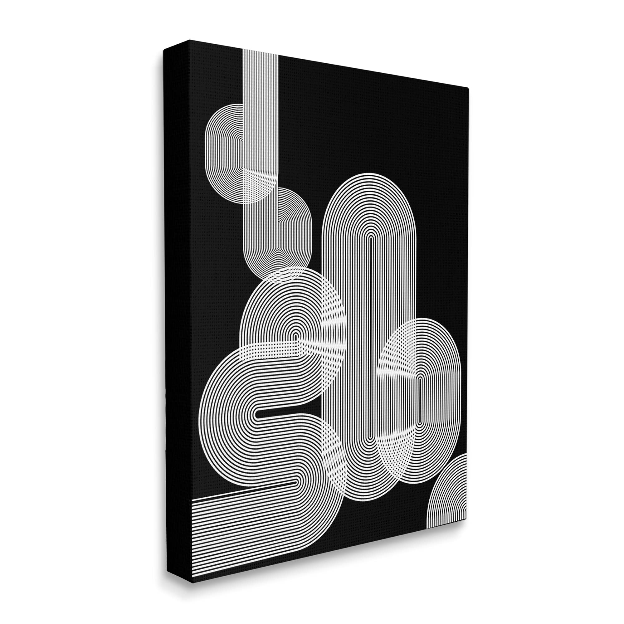 Stupell Industries Abstract Graphic Black Shapes Industrial Line Pattern, Designed by Sisa Jasper Canvas Wall Art, 16 x 20