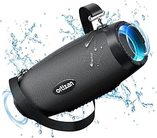 Ortizan Bluetooth Speaker, 100W Speakers Bluetooth Wireless, Haut parleur Bluetooth with Led Light, IPX7 Outdoor Speaker Waterproof, 20H Playtime, Dual Pairing, Powerbank, for Home, Party, Beach