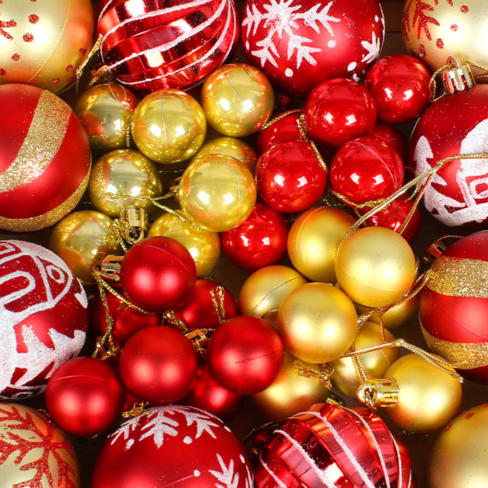 44 Palline Natalizie Rosse E Bianche Da Appendere, Feste Di Natale - 7