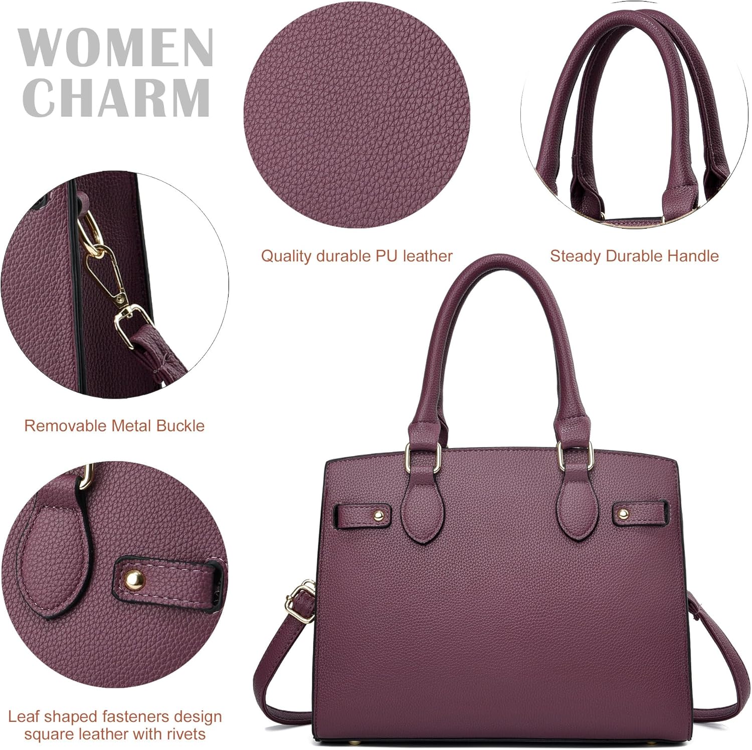 Purses and Handbags for Women Satchel Fashion Ladies Top Handle Shoulder Tote Bags - Image 6