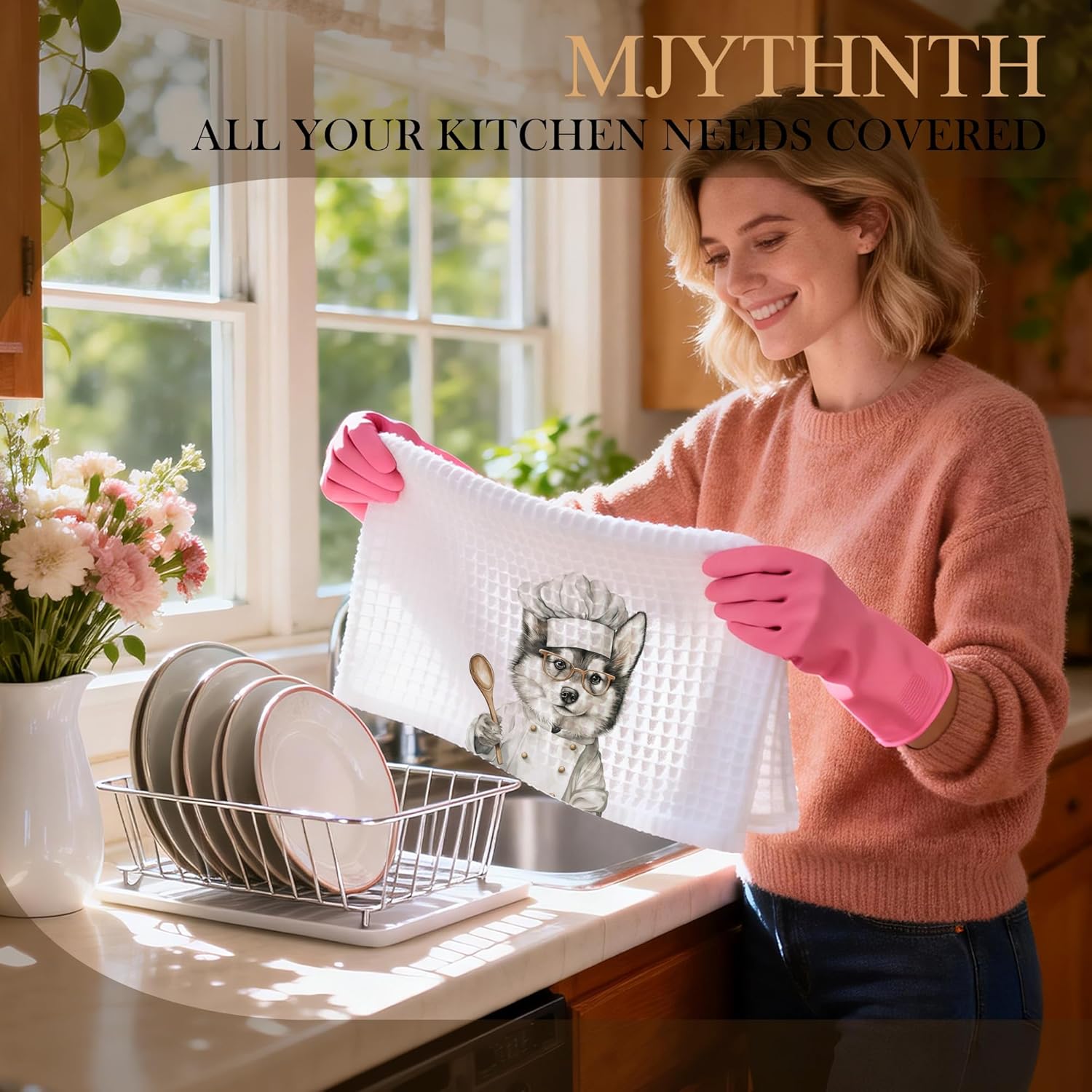 Funny Chef Alaskan Malamute Decorative Hand Tea Towels for Kitchen 16x24 Inches, Alaskan Malamute Dog Gifts for Women Men, Gifts for Chef Dog Lovers Kitchen Dish Towels - Image 5