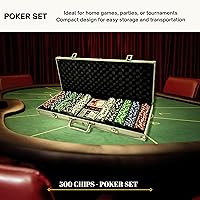 Vista 5 de Tradeopia Juego de 500 fichas de póquer con estuche de aluminio, incluye 1 ficha de distribuidor, 2 barajas de cartas, 5 dados rojos, juego