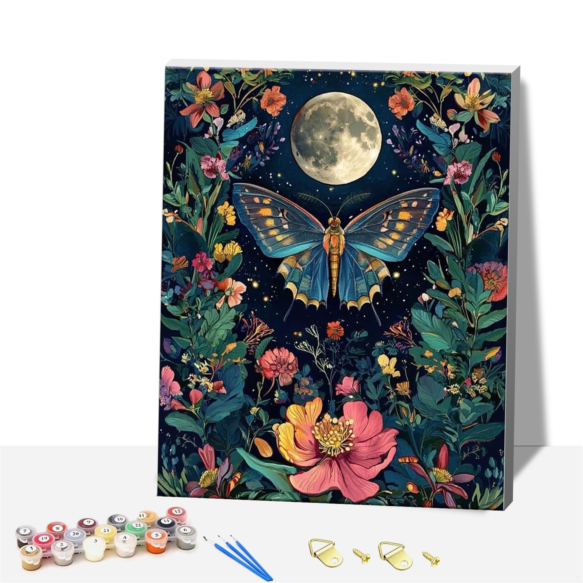 Formeyart Butterfly Framed Paint By Numbers For Adults,Painting By Number With Frame Kits Canvas,Easy Cheerful Painting Diy For Beginners,Home Wall Decor (Butterfly)