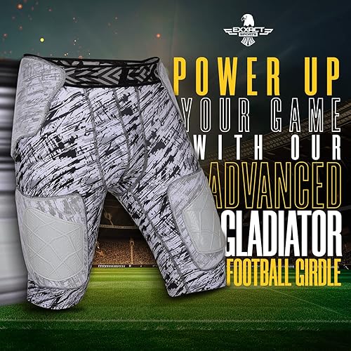Miniatura 24 de Exxact Sports Gladiator - Faja de fútbol para adultos de 5 almohadillas para hombres con cadera, muslos, almohadillas para coxis, pantalones cortos