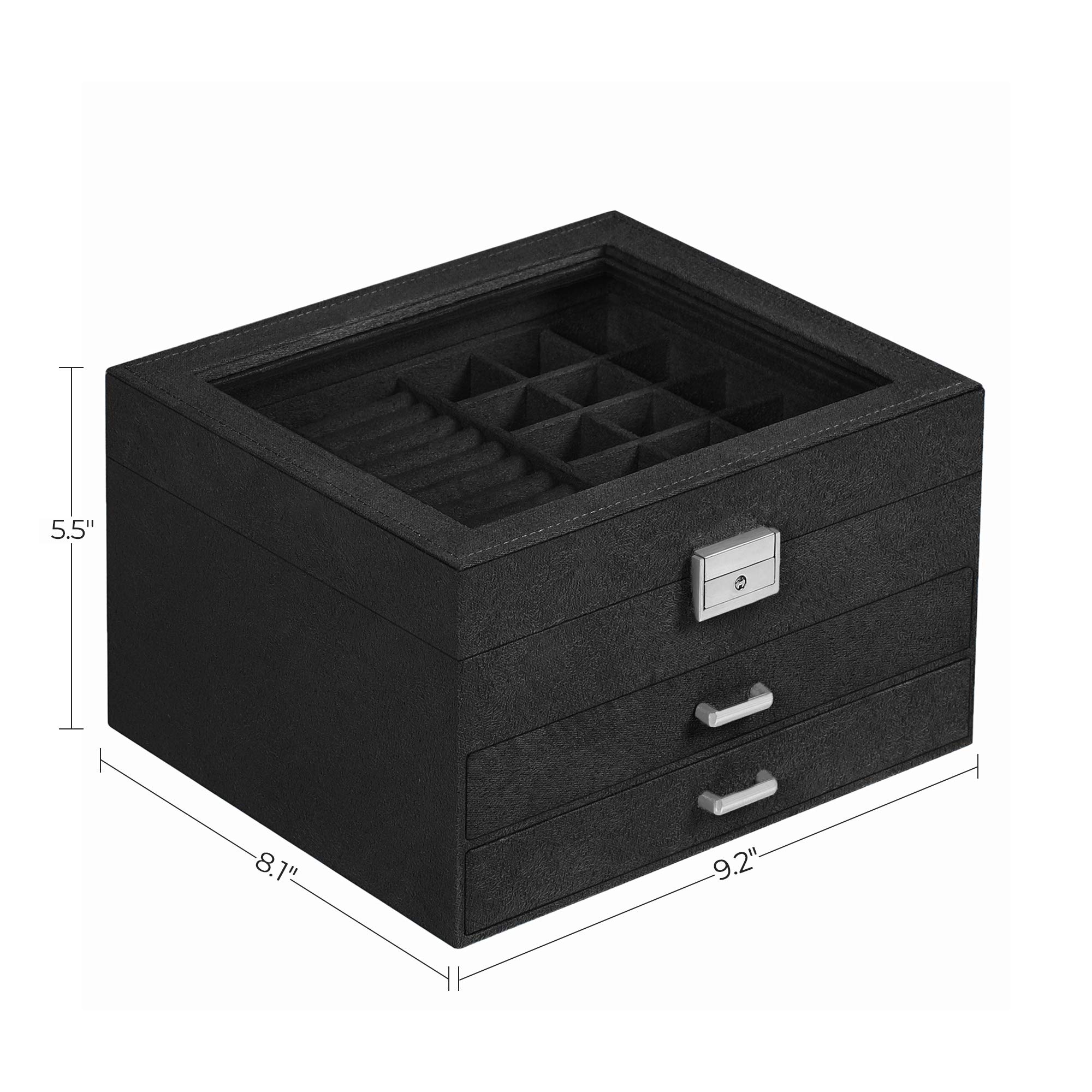 SONGMICS Velvet Jewelry Box, 3Tier Jewelry Display Case and Organizer