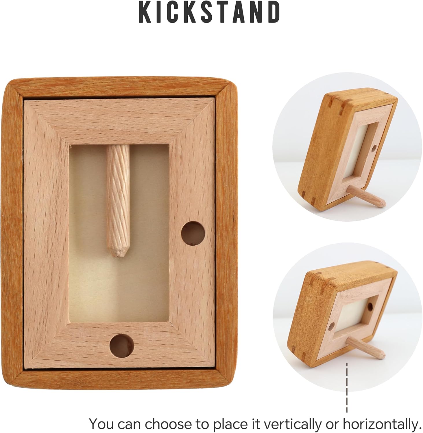 Natural Wood Picture Frame,Picture 2x3 with Mat or 2.5x3.5 Without Mat,Standing Desk Photo Frame 2.5 by 3.5,Plexiglass,Tabletop or Wall Display - Image 4