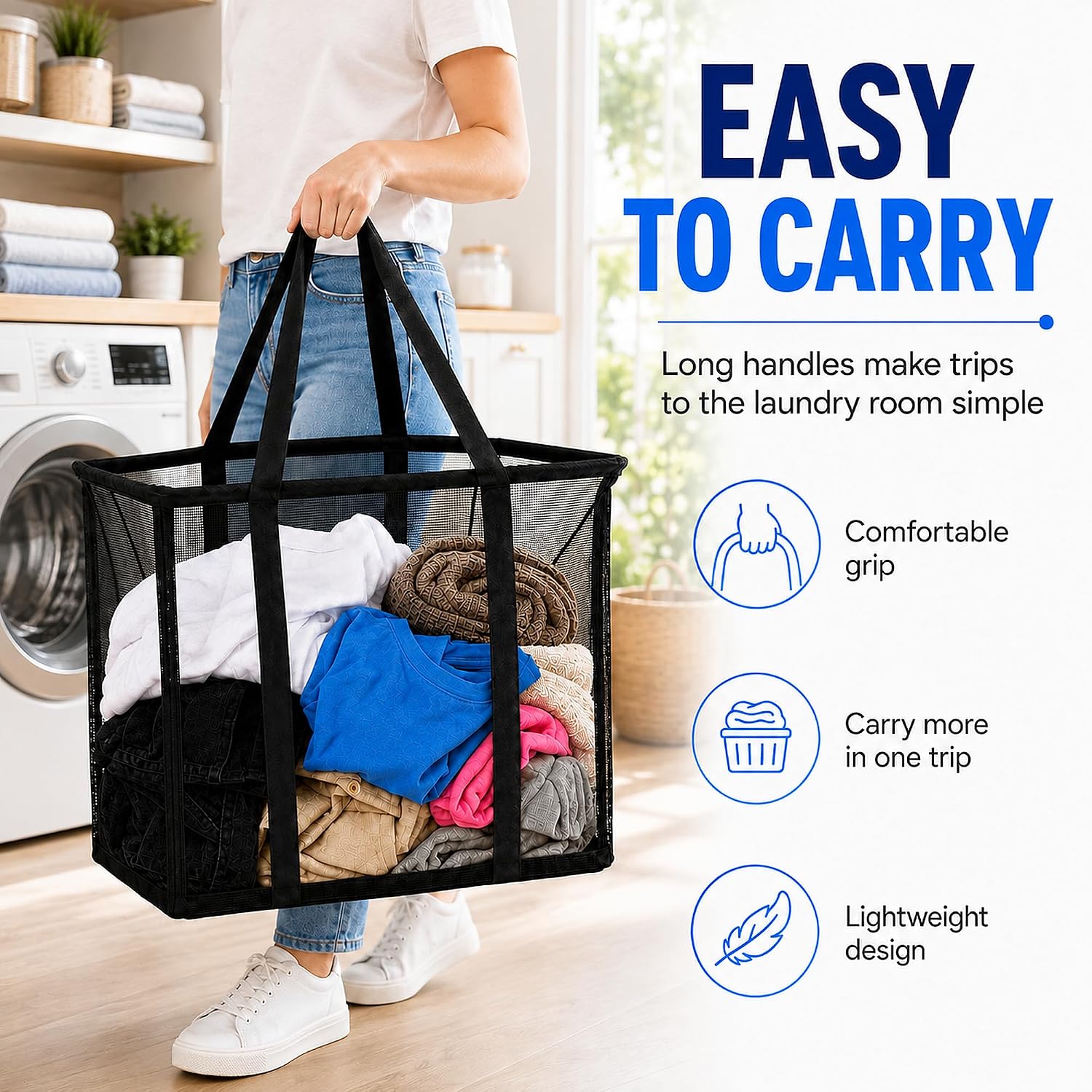 Collapsible Laundry Basket,Large 64L Mesh Pop Up Laundry Hamper