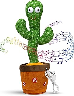 GFUTURE Dancing Cactus Mimicking Toys for Babies and Kids, Repeat What You Say Sunny Cactus Plush Toy with Kids Friendly 75 Songs and Music Kids Adjust Volume 12 Inches, USB Charger