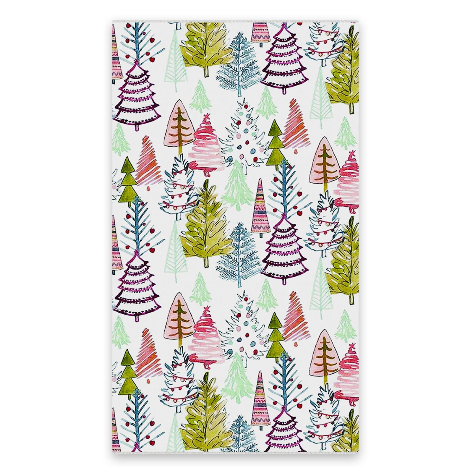 Trapos de Cocina Árboles Verdes Rojos Paño Cocina Tacto Suave Poliéster Fácil de Limpiar Lavable a Máquina Reutilizables para Baño Restaurante Picnic Toallas 4 Piezas (40x60 cm)