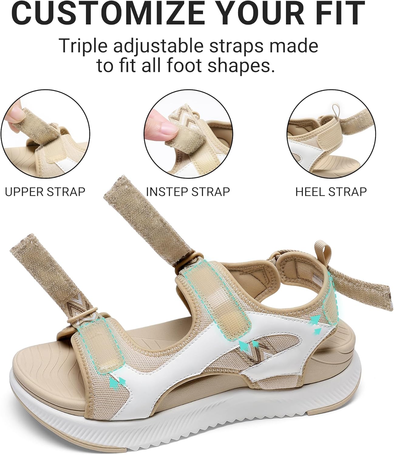 DREAM PAIRS Women's Walking Sandals Arch Support Orthopedic Recovery Hiking Sandals Thick Athletic Cushion Adjustable Strap for Plantar Fasciitis - Image 7