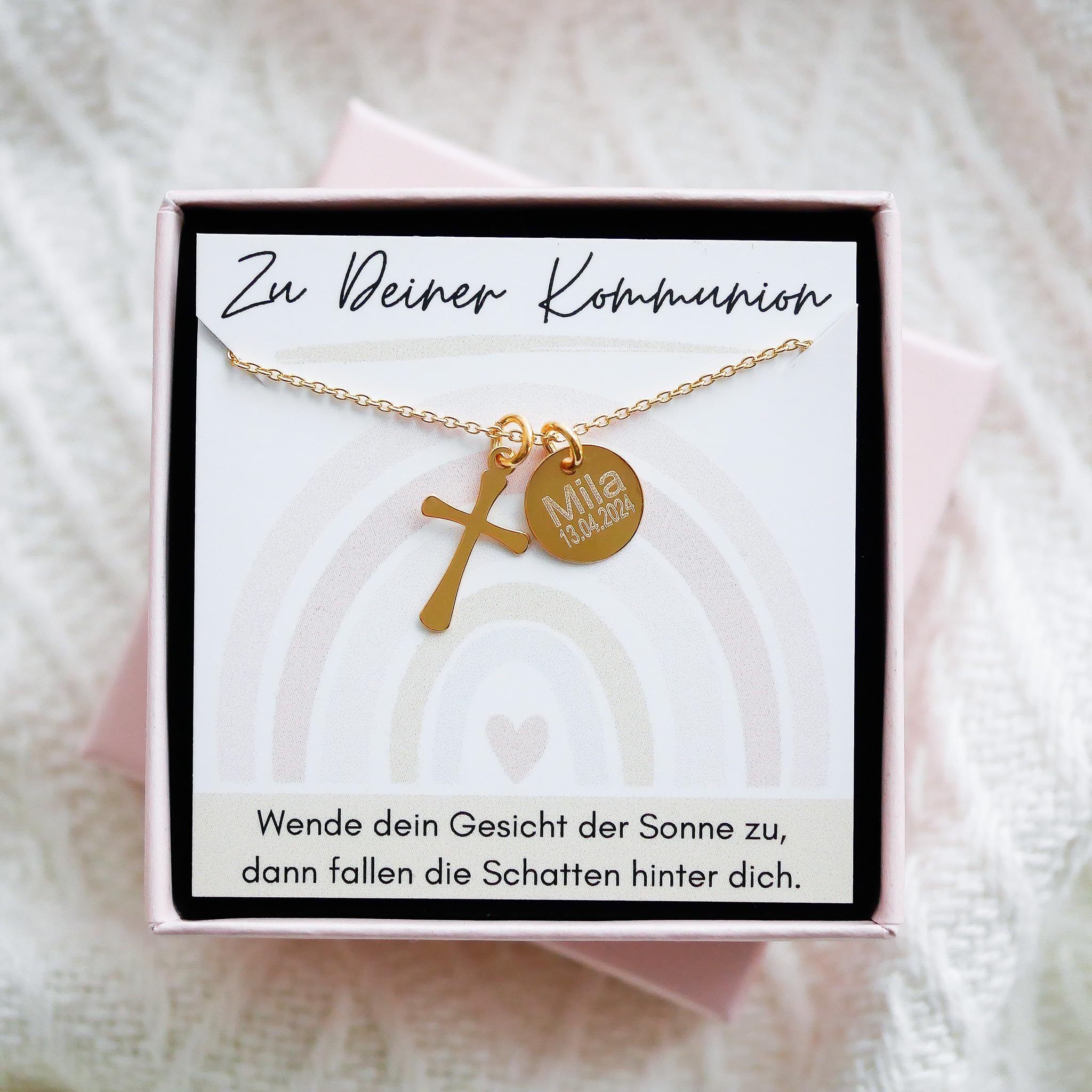 925er Silber Kreuz Halskette personalisiert als Geschenk zur Kommunion/Konfirmation/Taufe
