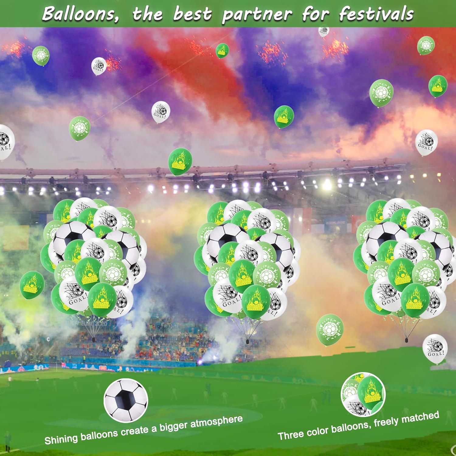 Soccer Party Bundle Soccer Theme Party Supplies Set Plates Napkins Cups Knives Spoons Forks Tablecloth Balloons Banner Cupcake Toppers Backdrop for Soccer Birthday Party Decorations - Image 6