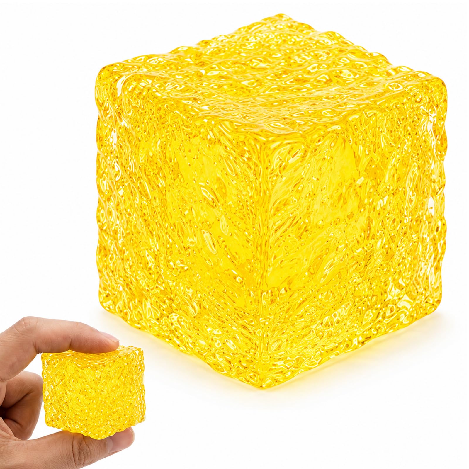 1PCS Ice Cube Squishy, Cube Squishy, Home Office Desktop Decor Lightweight Reusable Interesting Orange Square