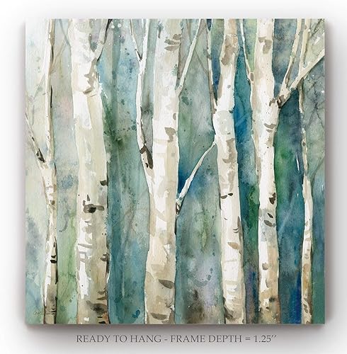 Miniatura 2 de Renditions Gallery Arte de pared de naturaleza para sala de estar, árboles de abedul de río blanco, lienzo, arte colgante para dormitorio, comedor,