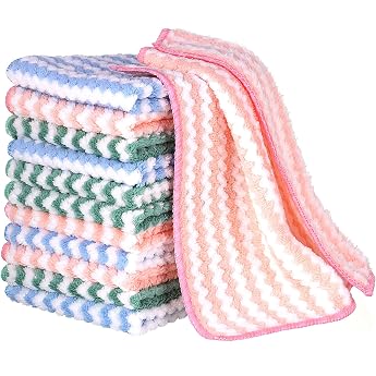 Pack of 12 Cleaning Cloths Microfibre Cloths 25 x 25 cm Kitchen
