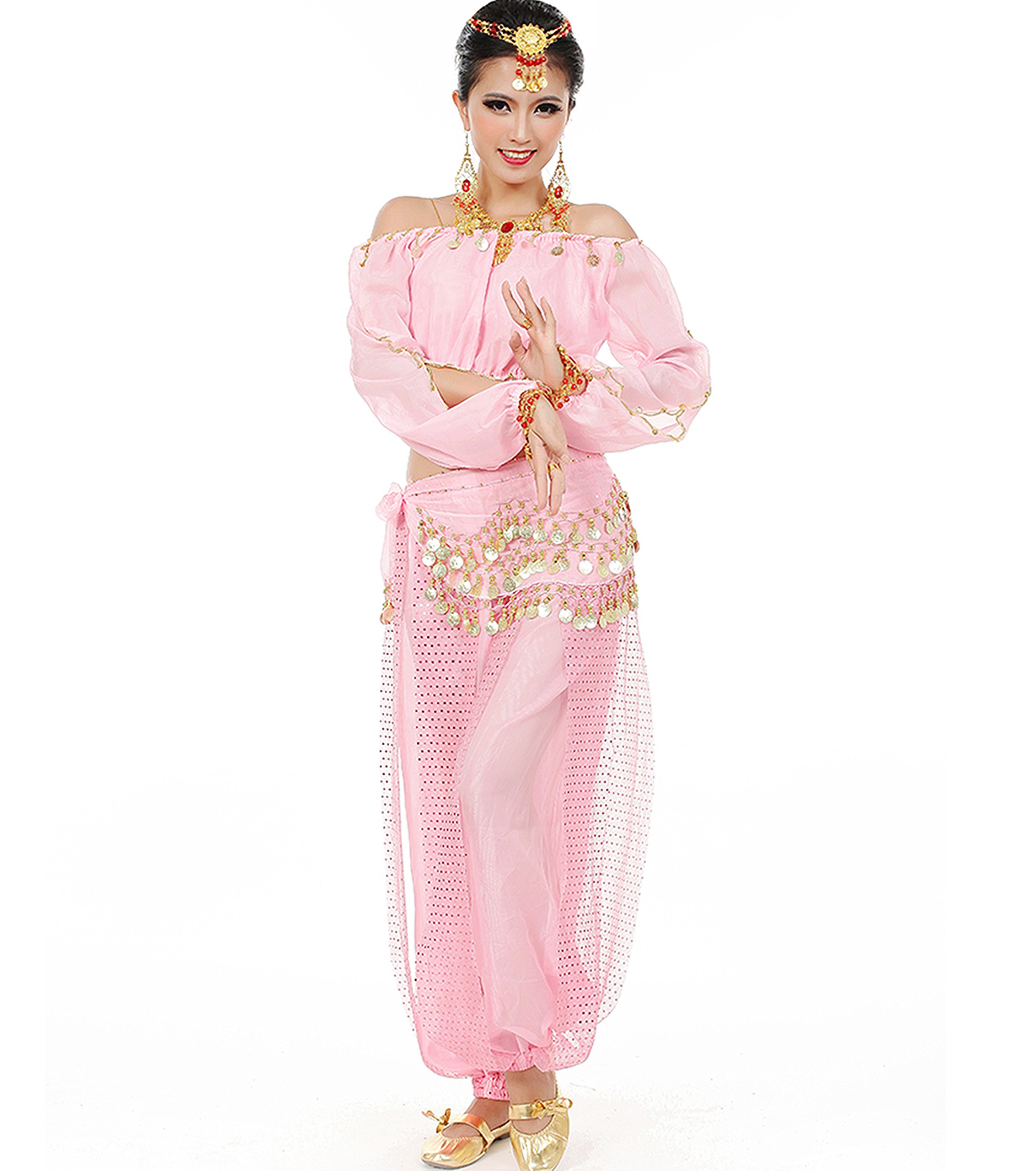 Astage Mujeres Danza Del Vientre Disfraz Active Wear Top Pantalones Cinturón Conjunto