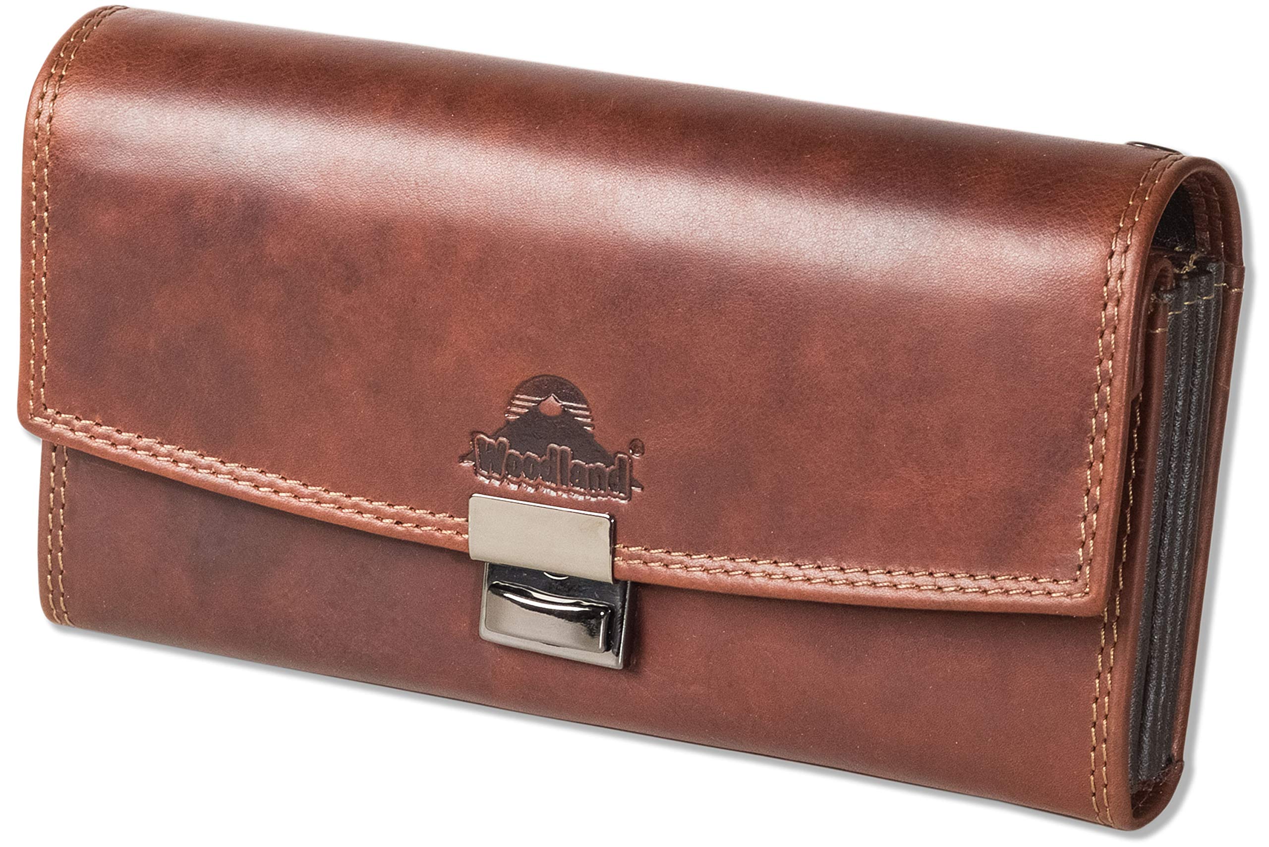 Woodland Original Kellner/TAXIBÖRSE Speziell verstärktes Hartgeldfach HOCHWERTIGES Rindsleder Multicolor/Cognac