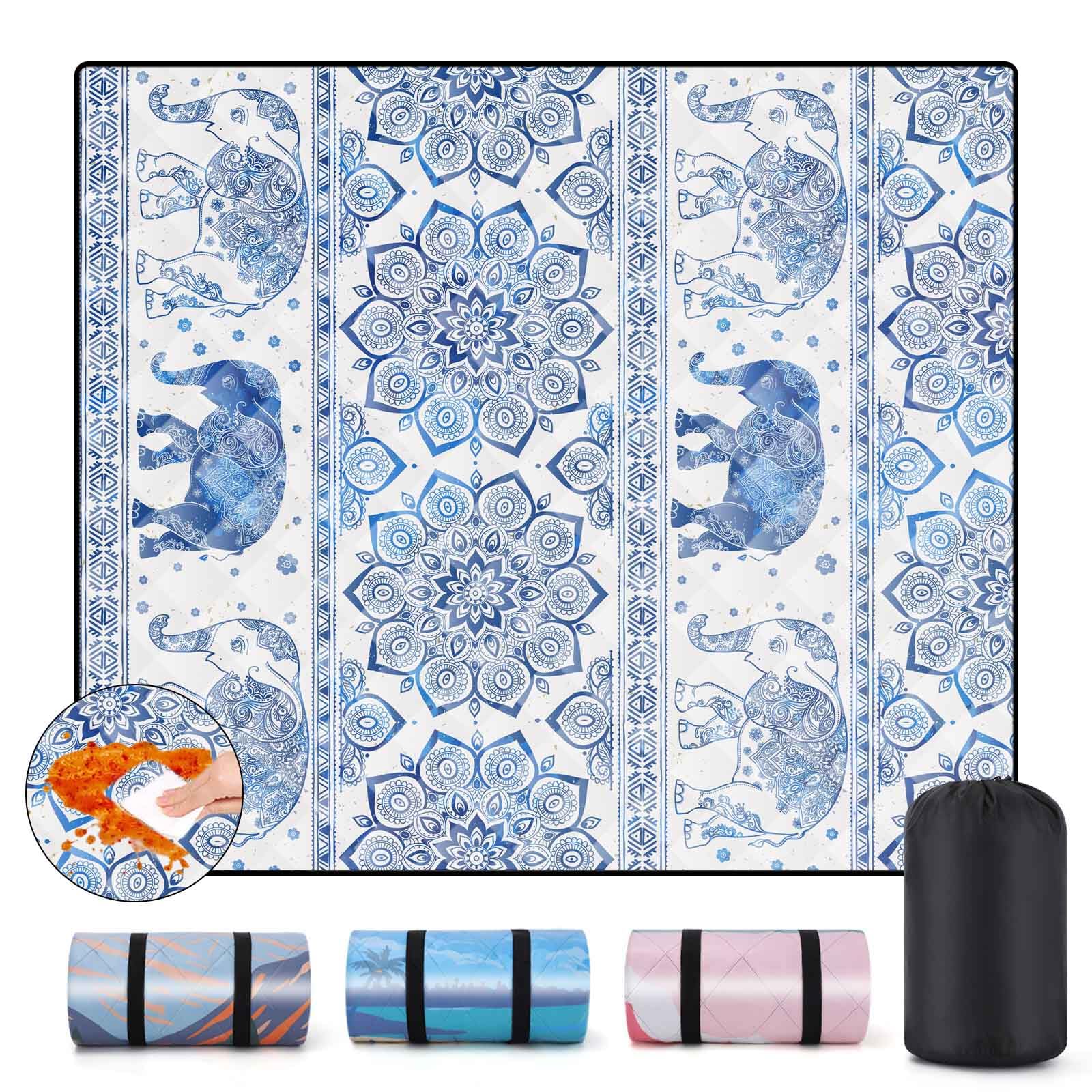 memKiya 60x80 Picnic Blankets Outdoor Waterproof Beach Blanket Sand Repellent Packable Family Park Lawn Yard Play Mat Traveling Road Trips