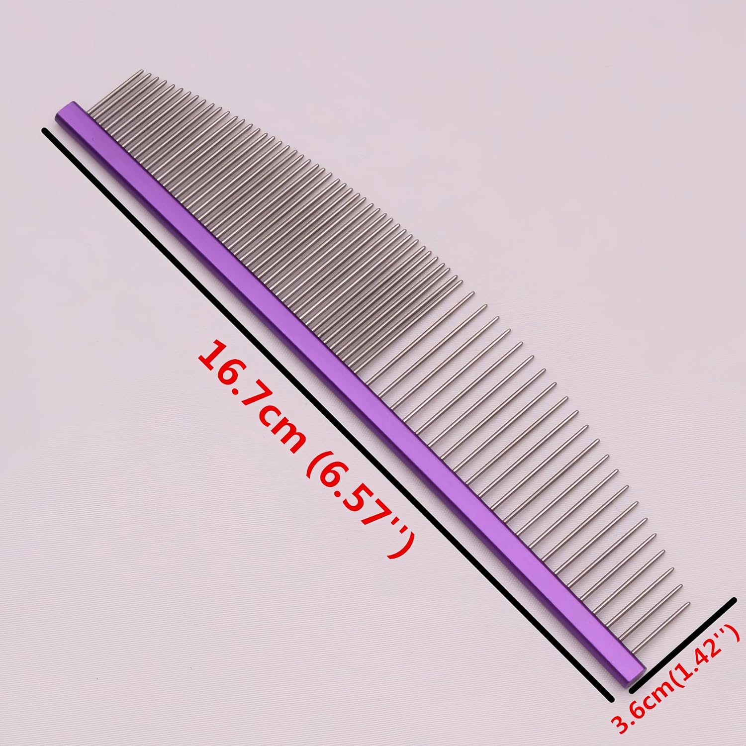 6.57" Crescent Dual-Tooth Wide/Fine Metal Pet Comb for Dogs & Cats | Butter Metal Comb for Removing Tangles, Knots, Mats, Flea, Undercoat, and Excess Hair, Rounded Corners for Safe
