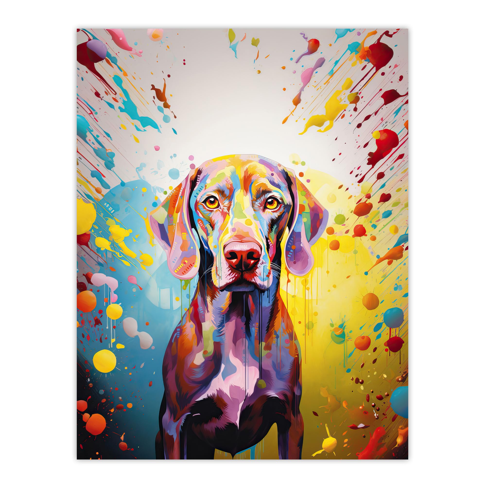 Artery8 Weimaraner Dog Lover Gift Pet Portrait Yellow Purple Blue Artwork Painting Unframed Wall Art Print Poster Home Decor Premium