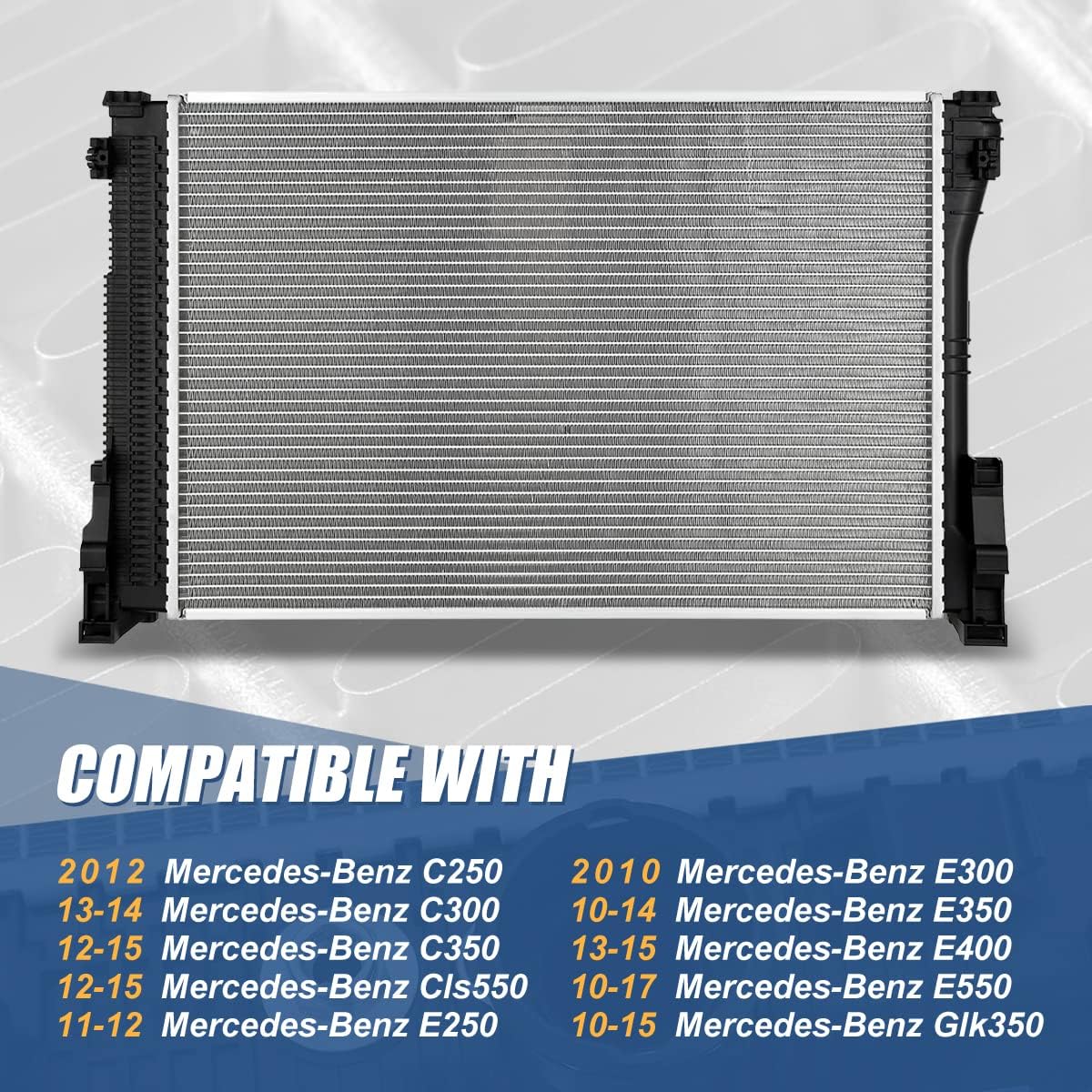 Auto Dynasty Radiator Compatible with 2010-2017 Mercedes-Benz C/E/GLK-Class, DPI 13498 Factory Style 1-Row Cooling Radiator, Aluminum Core