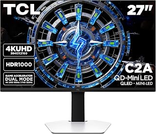 TCL 27” C2A Series QD-Mini LED 4K UHD HDR Gaming Monitor (27C2A, 2026 Model) Halo Control System, Dual Mode, LD1196 Precise Dimming Series, HDR1000 Brightness, 1ms, AMD FreeSync Premium