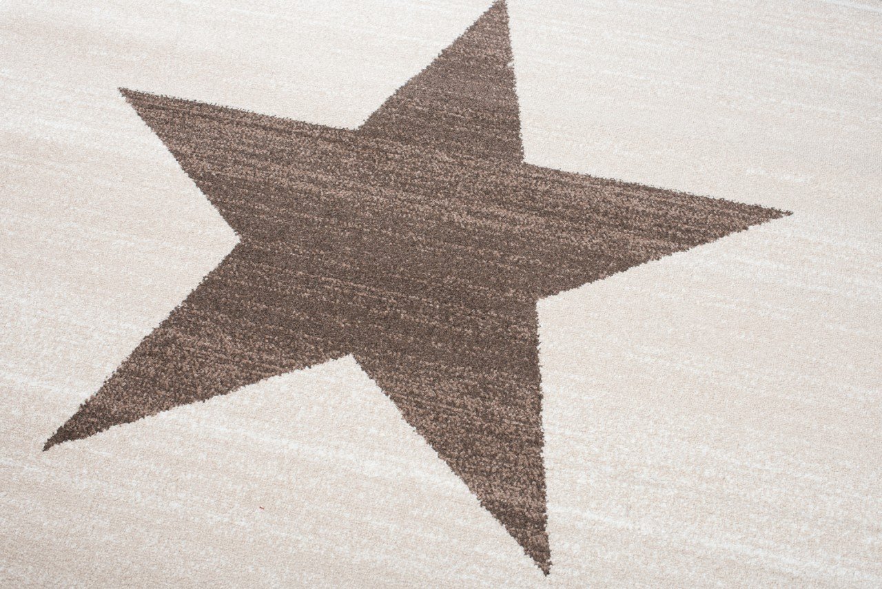 Tapiso MAROKO dywan z krótkim włosiem, melanż, wzór gwiazdy, beżowy, brązowy, do salonu, sypialni, pokoju młodzieżowego, Ökotex 200 x 290 cm