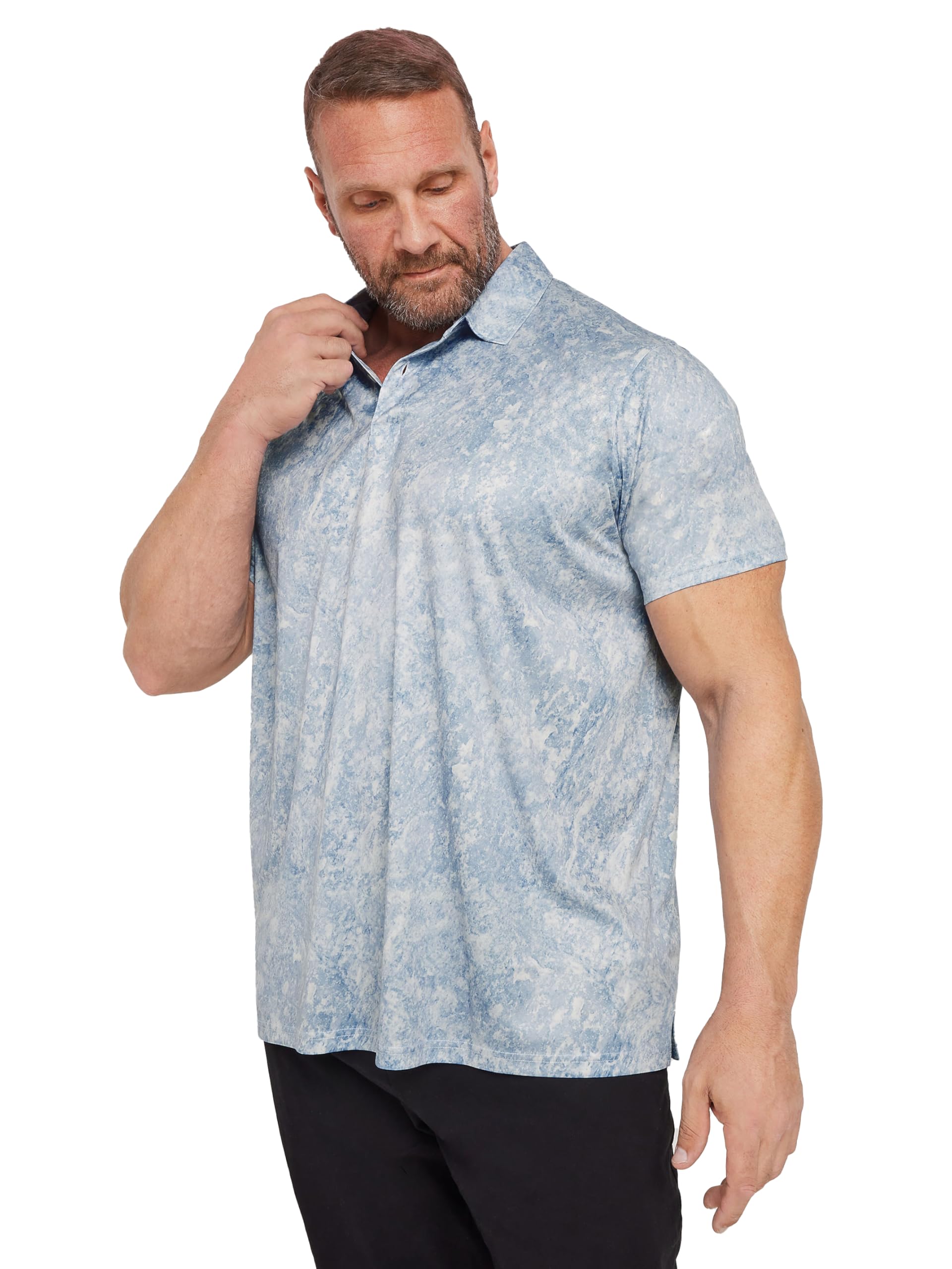 BadRhino Br Golf Marble Polo Shirt, Grey, Size Xl, Men