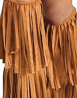 Vista 2 de Cubiertas de botas hippie con flecos, café, talla única