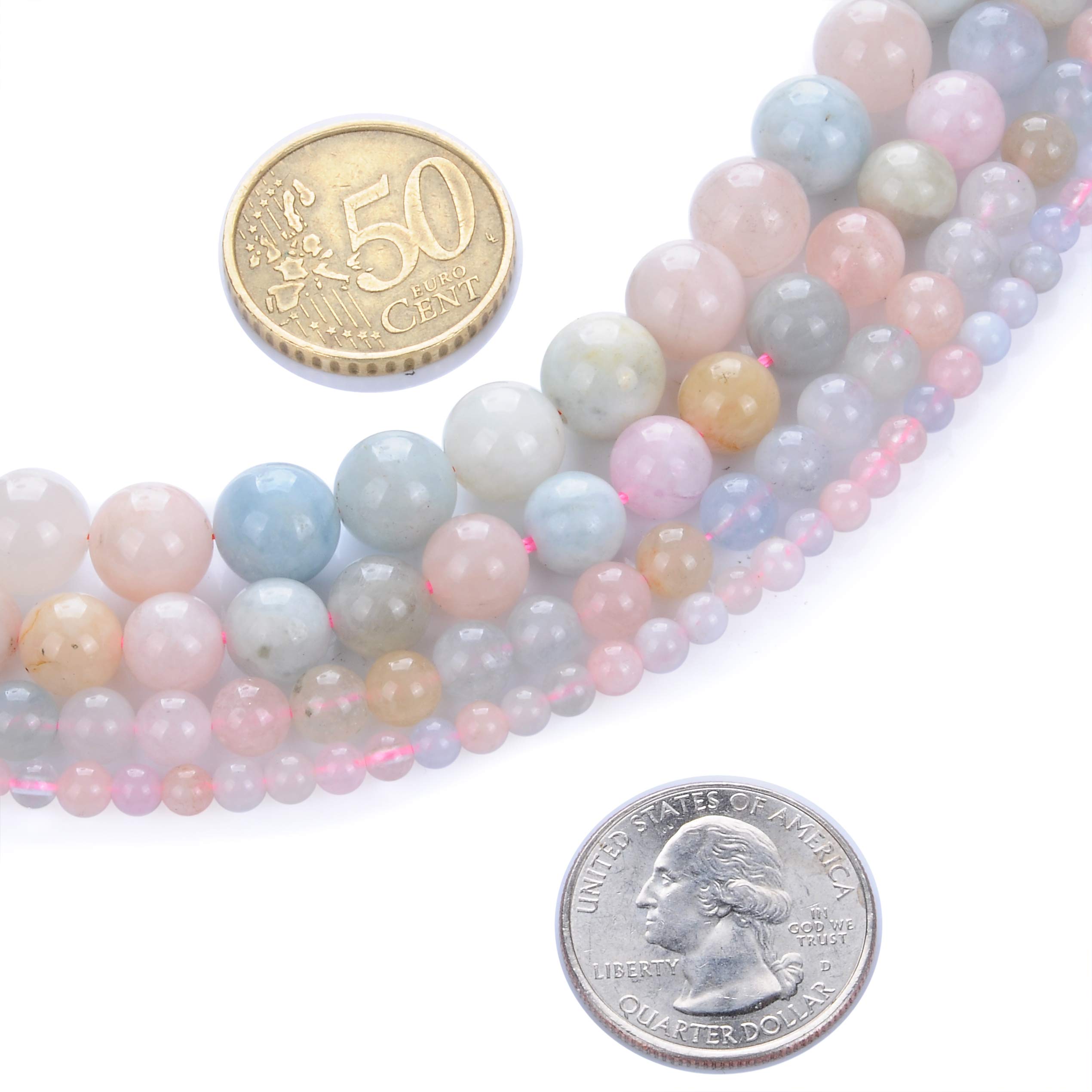 Perline Rotonde E Lisce In Vera Pietra Preziosa Naturale Morgan Per La Creazione Di Gioielli, Circa 39,4 Cm (Morgan, 8 Mm - Foto 6