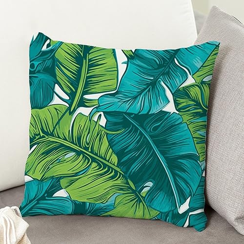 Miniatura 5 de ArogGeld Funda de almohada decorativa con hojas tropicales de color azul turquesa, verde lima, hojas de palma, estilo chinoiserie, para sofá, 16 x