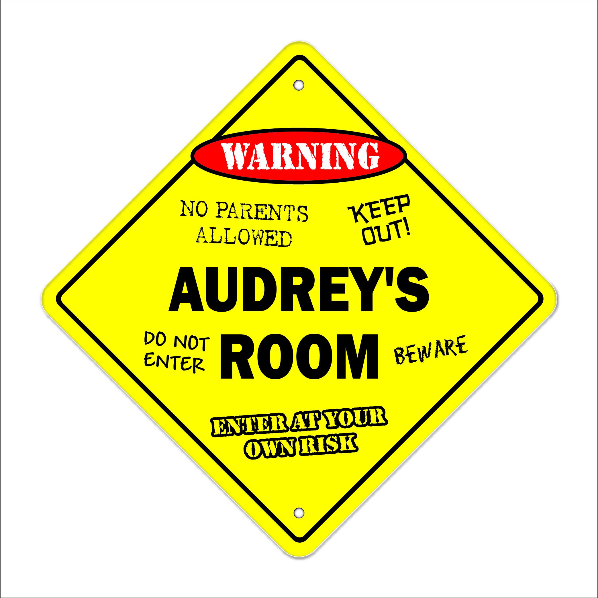 Audrey's Room Sign Crossing Zone Xing | Indoor/Outdoor | 12" Tall Kids Bedroom Decor Door Children's Name boy Girl