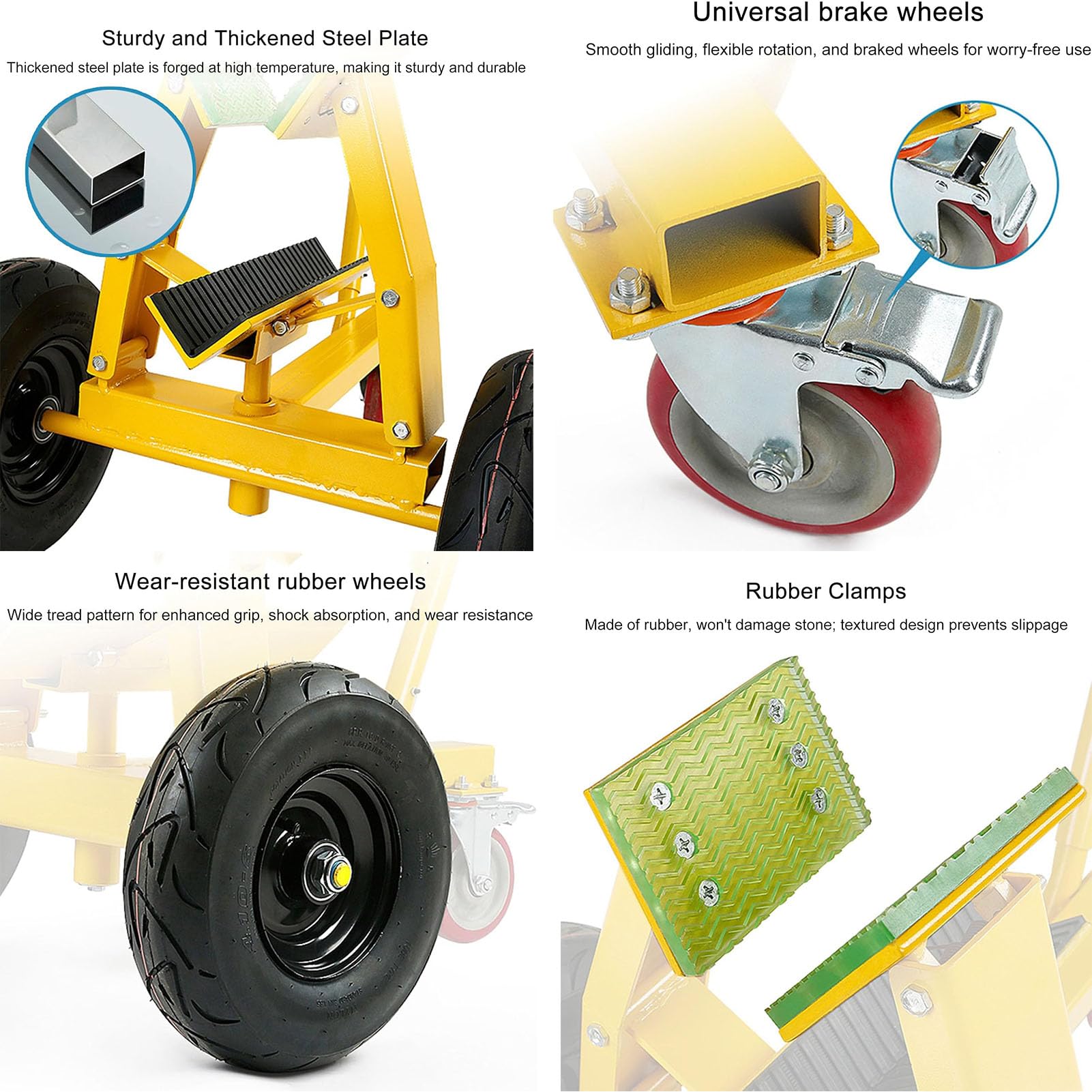 Carro de Paneles de Uso Pesado para Losas de Mármol - Transpaleta de Paneles con Asa Desmontable y Agarre Seguro para Instalación de Puertas y Manejo Versátil de Materiales